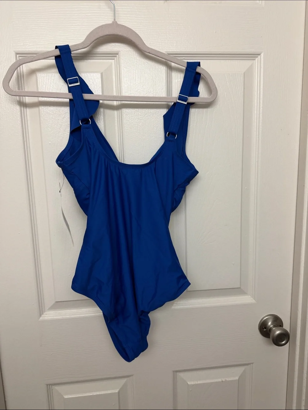 DKNY Blue Ruffle One-Piece Swimsuit - Picture 6 of 6
